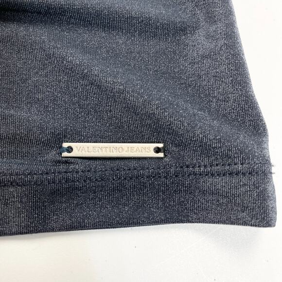 Valentino Jeans T-Shirt L Black Stretch Designer Tee Minimalist Streetwear Slim‎ - Picture 6 of 10